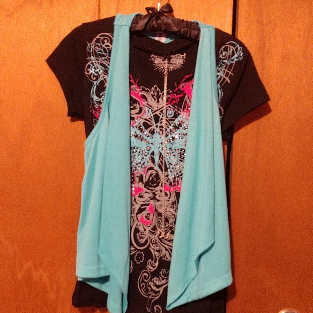 Rocker girl tshirt and vest